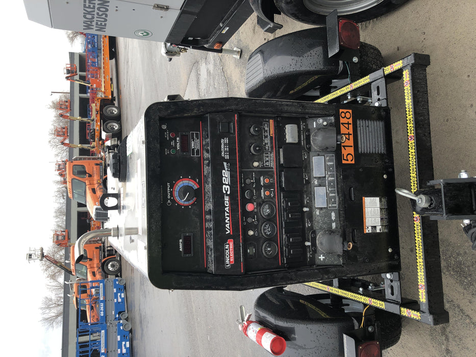 2019 Lincoln Electric Vantage 322 Ready-Pak 3, Two Wheel Trailer, Fender and Light Kit, Cable Rack