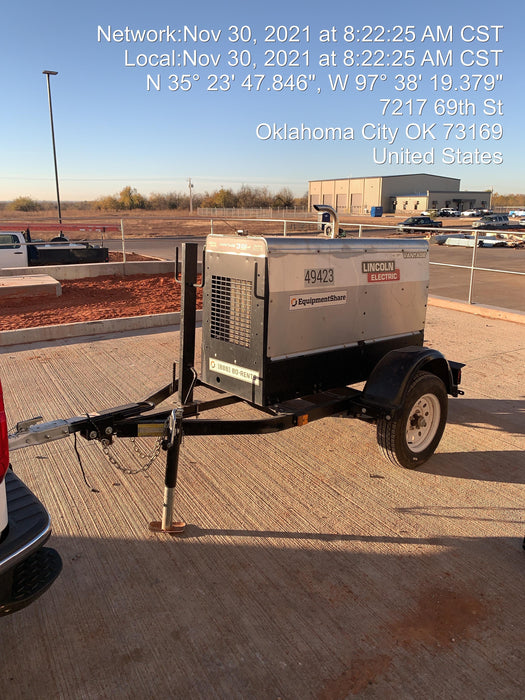 2019 Lincoln Electric Vantage 322 Ready-Pak 3, Two Wheel Trailer, Fender and Light Kit, Cable Rack