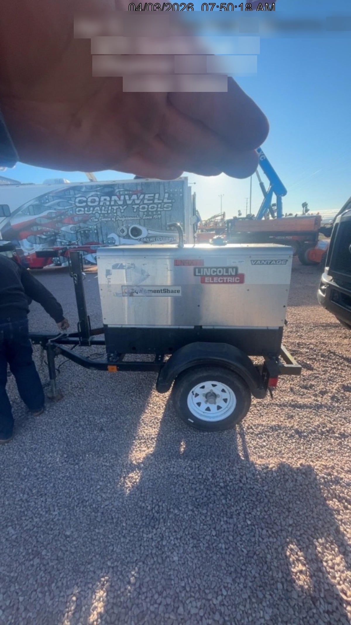 2019 Lincoln Electric Vantage 322 Welder Ready-Pak 3, Two wheel trailer, Fender and Light kit, Cable Rack