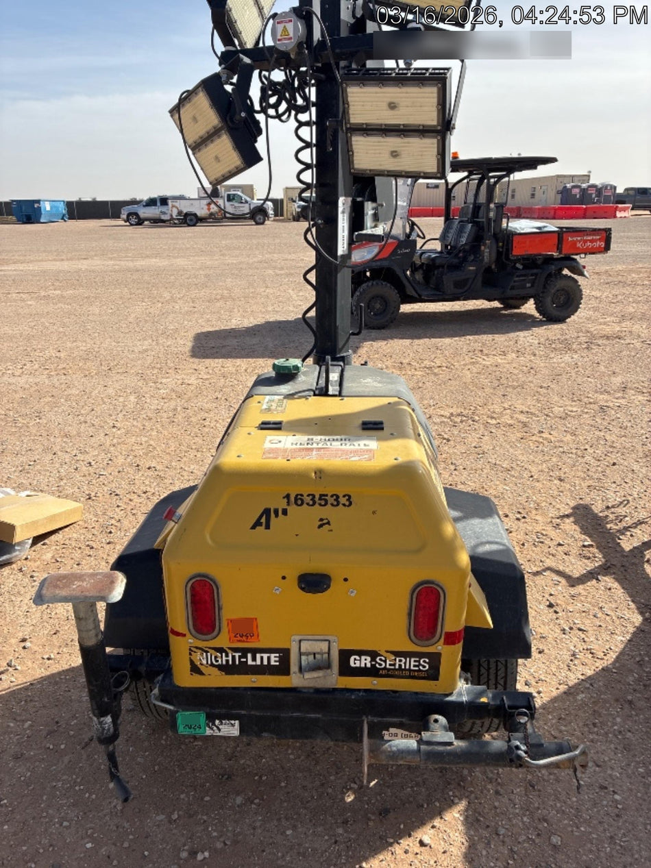 2021 Allmand NLV3GR (4) LED Light Fixture 350W, 23' Vertical Mast, 3kW Prime, Towable, Deep Sea L401, Leveling Jacks, Yanmar T4F 5.8hp