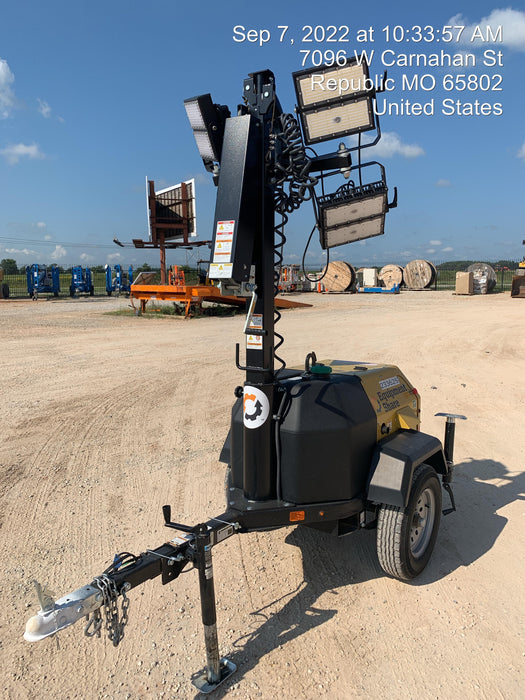 2022 Allmand NLV3GR (4) LED Light Fixture 350W, 23' Vertical Mast, 3kW Prime, Towable, Deep Sea L401, Leveling Jacks, Yanmar T4F 5.8hp