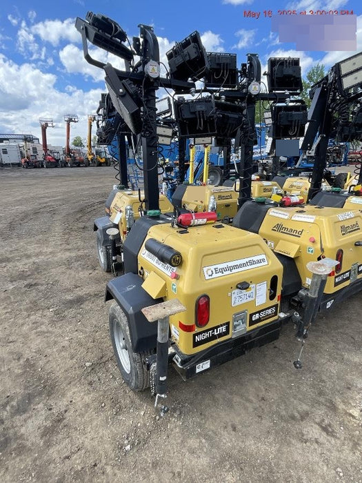 2022 Allmand NLV3GR (4) LED Light Fixture 350W, 23' Vertical Mast, 3kW Prime, Towable, Deep Sea L401, Leveling Jacks, Yanmar T4F 5.8hp