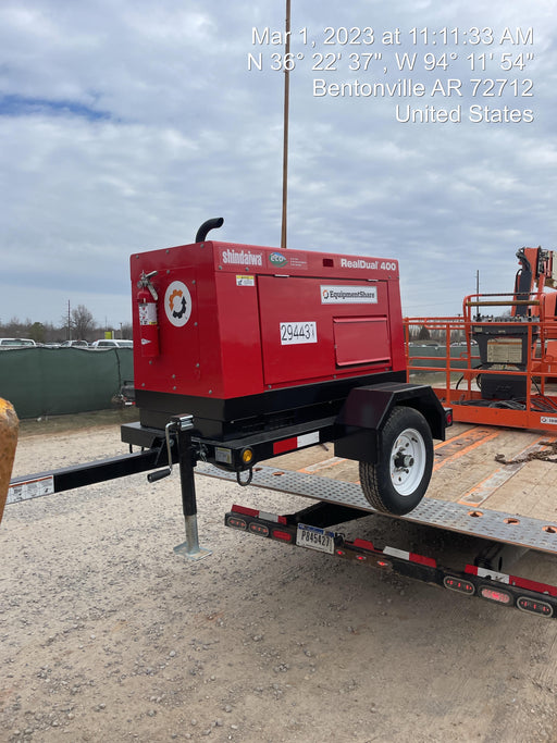 2023 Shindaiwa DGW400MDL Kubota D902 Engine, 23 HP, Dual Op Welder, Wire, Arc, Droop Stick, Tig, and CC Stick Functionality, Simulphase, 3 Phase and 1 Phase Gen Output, Single Axle NB Trlr, Slr Trckl Chrg 12V 12W, Fire Ext