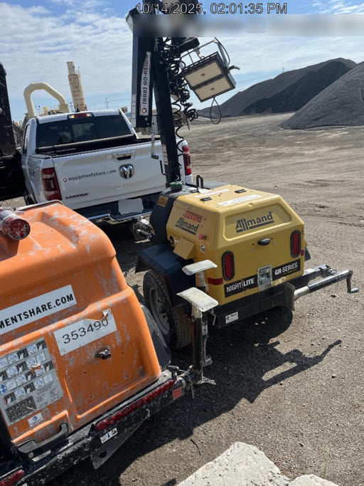 2022 Allmand NLV3GR (4) LED Light Fixture 350W, 23' Vertical Mast, 3kW Prime, Towable, Deep Sea L401, Leveling Jacks, Yanmar T4F 5.8hp