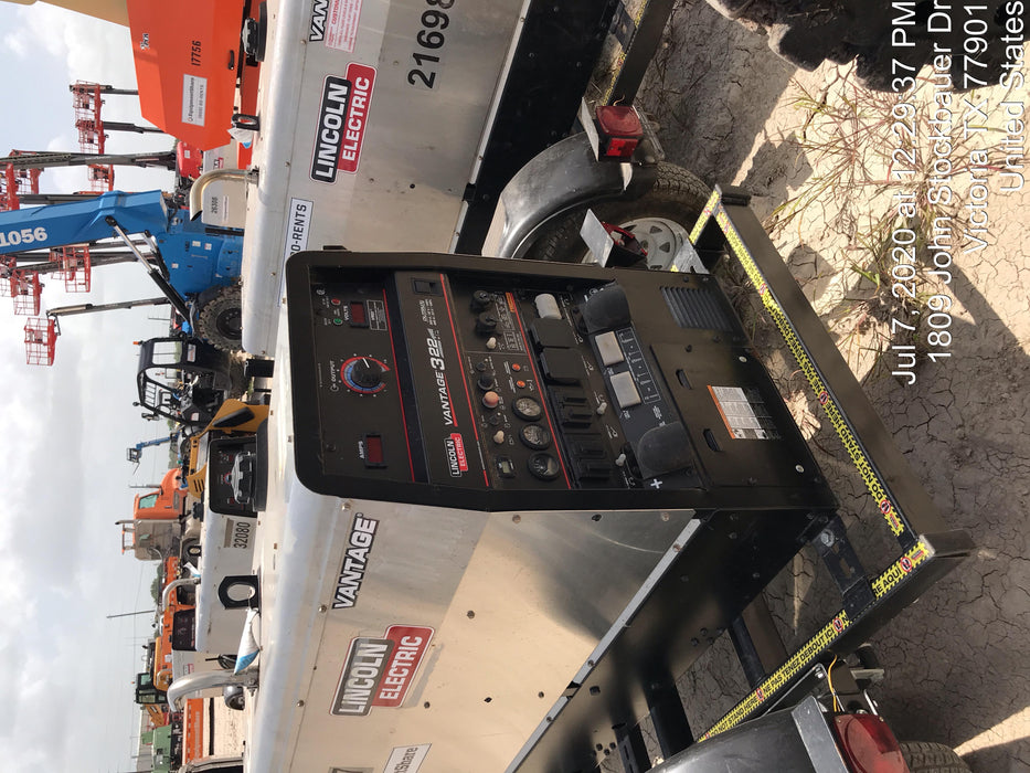 2019 Lincoln Electric Vantage 322 Ready-Pak 3, Two Wheel Trailer, Fender and Light Kit, Cable Rack