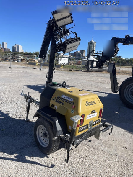 2022 Allmand NLV3GR (4) LED Light Fixture 350W, 23' Vertical Mast, 3kW Prime, Towable, Deep Sea L401, Leveling Jacks, Yanmar T4F 5.8hp