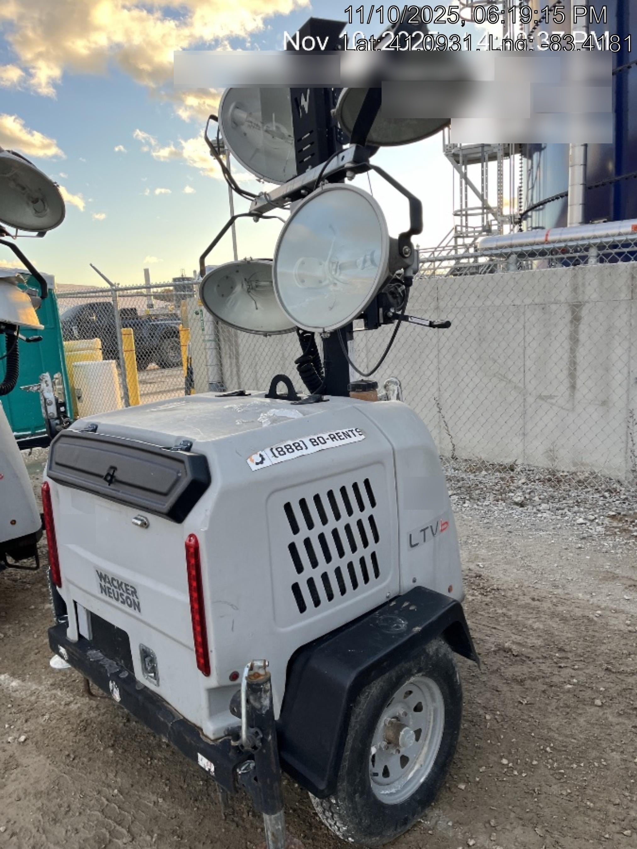 2018 Wacker Neuson LTV6L-MH Wacker Neuson LTV6L Mobile Light Tower w/Fuel Level Sensor Installed