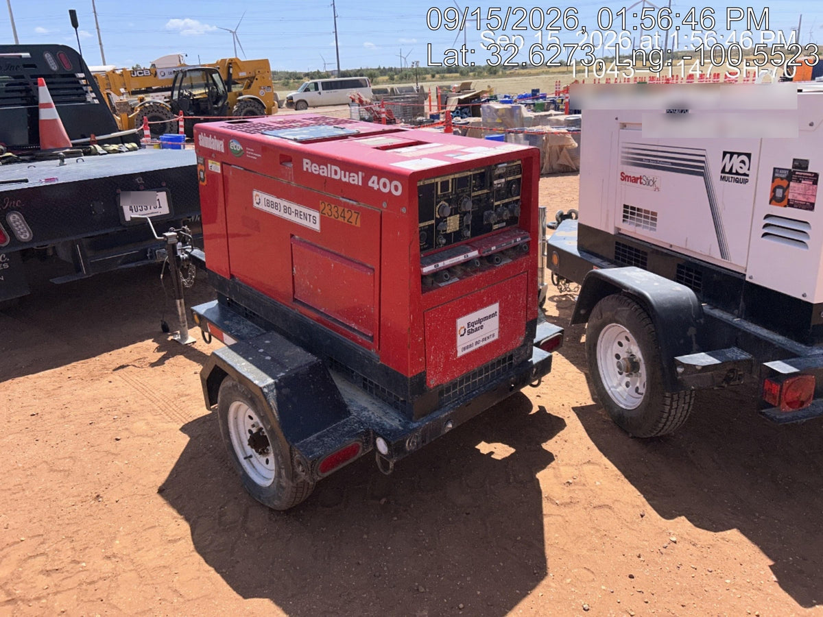 2022 Shindaiwa DGW400MDL Kubota D902 Engine, 23 HP, Dual Op Welder, Wire, Arc, Droop Stick, Tig, and CC Stick Functionality, Simulphase, 3 Phase and 1 Phase Gen Output, Single Axle NB Trlr, Slr Trckl Chrg 12V 12W, Fire Ext
