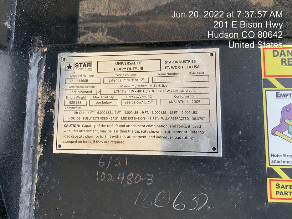 2021 STAR INDUSTRIES M1360B - Star JIB Boom