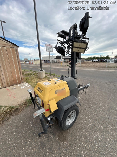 Allmand NLV3GR (4) LED Light Fixture 350W, 23' Vertical Mast, 3kW Prime, Towable, Deep Sea L401, Leveling Jacks, Yanmar T4F 5.8hp