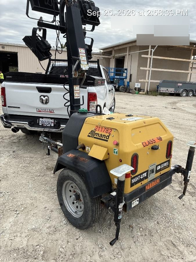 2022 Allmand NLV3GR (4) LED Light Fixture 350W, 23' Vertical Mast, 3kW Prime, Towable, Deep Sea L401, Leveling Jacks, Yanmar T4F 5.8hp