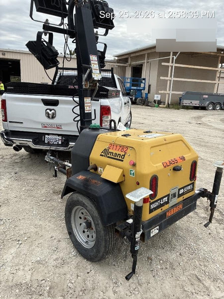 2022 Allmand NLV3GR (4) LED Light Fixture 350W, 23' Vertical Mast, 3kW Prime, Towable, Deep Sea L401, Leveling Jacks, Yanmar T4F 5.8hp