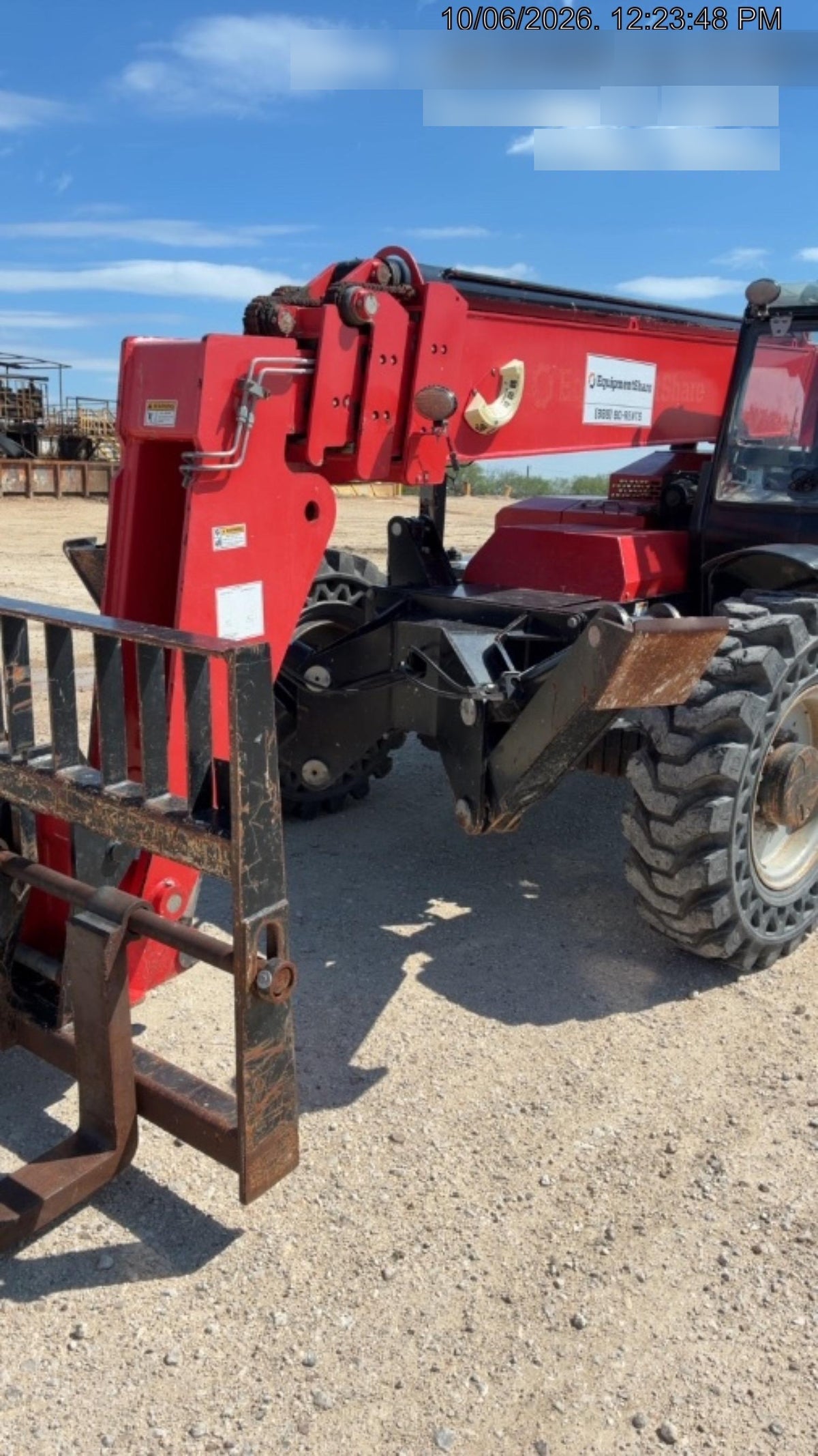2019 Manitou MTA10055 Cab/Heat/Air, 120 HP, Solid Tires, Work Lights, Lift Hook, Auxiliary Hydraulics w/66" Carriage and 60" Forks