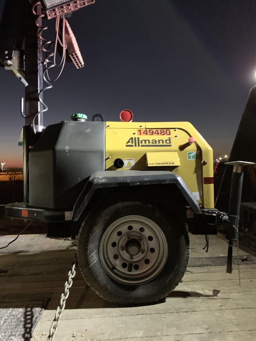 2022 Allmand NLV3GR (4) LED Light Fixture 350W, 23' Vertical Mast, 3kW Prime, Towable, ES Decals, T3