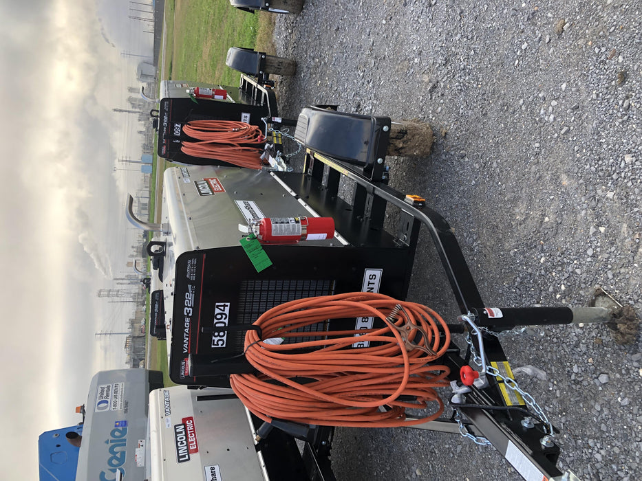 2019 Lincoln Electric Vantage 322 Welder Ready-Pak 3, Two wheel trailer, Fender and Light kit, Cable Rack