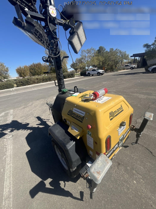 2022 Allmand NLV3GR (4) LED Light Fixture 350W, 23' Vertical Mast, 3kW Prime, Towable, ES Decals, T3