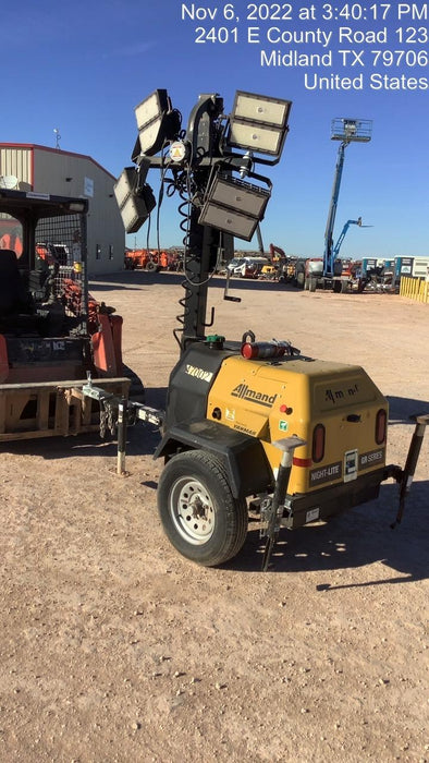 2022 Allmand NLV3GR (4) LED Light Fixture 350W, 23' Vertical Mast, 3kW Prime, Towable, ES Decals, T3