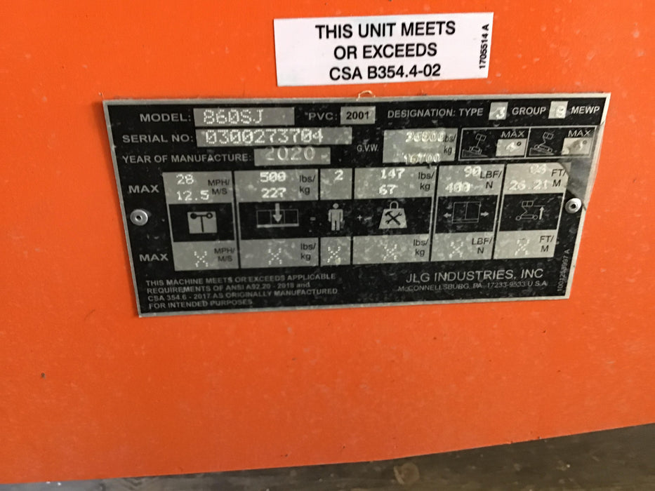 2020 JLG 860SJ