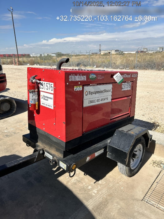 2022 Shindaiwa DGW400MDL Kubota D902 Engine, 23 HP, Dual Op Welder, Wire, Arc, Droop Stick, Tig, and CC Stick Functionality, Simulphase, 3 Phase and 1 Phase Gen Output, Single Axle NB Trlr, Slr Trckl Chrg 12V 12W, Fire Ext