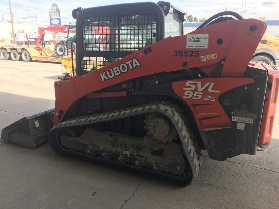 2019 Kubota SVL95-2S Cab/Heat/Air, Standard Tracks, Standard Flow, Hydraulic QC 80" HD Tooth Bucket