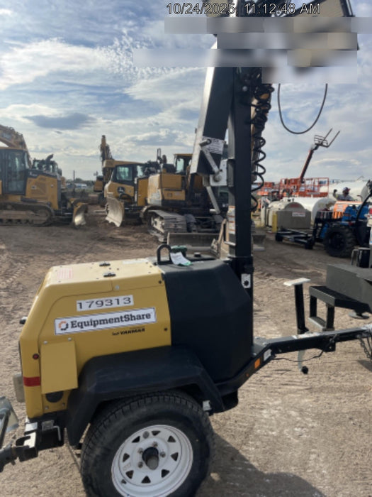 Allmand NLV3GR (4) LED Light Fixture 350W, 23' Vertical Mast, 3kW Prime, Towable, Deep Sea L401, Leveling Jacks, Yanmar T4F 5.8hp