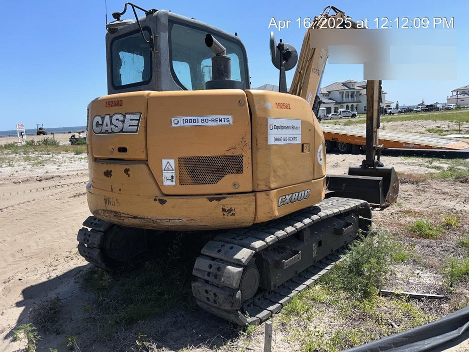 2015 Case CX80C CLOSED CAB, A/C, RUBBER TRACKS PADS, 7'-2" ARM