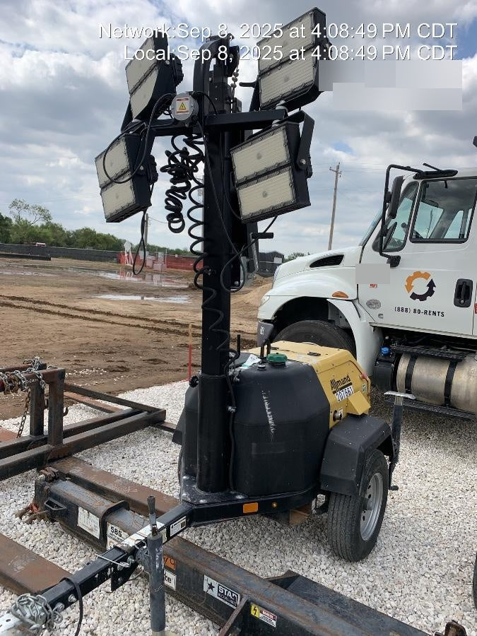 2022 Allmand NLV3GR (4) LED Light Fixture 350W, 23' Vertical Mast, 3kW Prime, Towable, Deep Sea L401, Leveling Jacks, Yanmar T4F 5.8hp