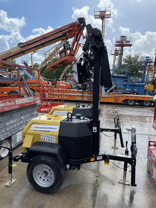 2022 Allmand NLV3GR (4) LED Light Fixture 350W, 23' Vertical Mast, 3kW Prime, Towable, Deep Sea L401, Leveling Jacks, Yanmar T4F 5.8hp