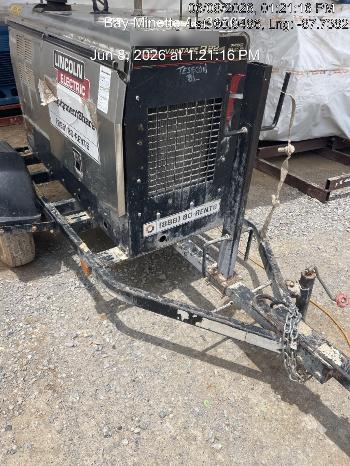 2019 Lincoln Electric Vantage 322 Welder Ready-Pak 3, Two wheel trailer, Fender and Light kit, Cable Rack