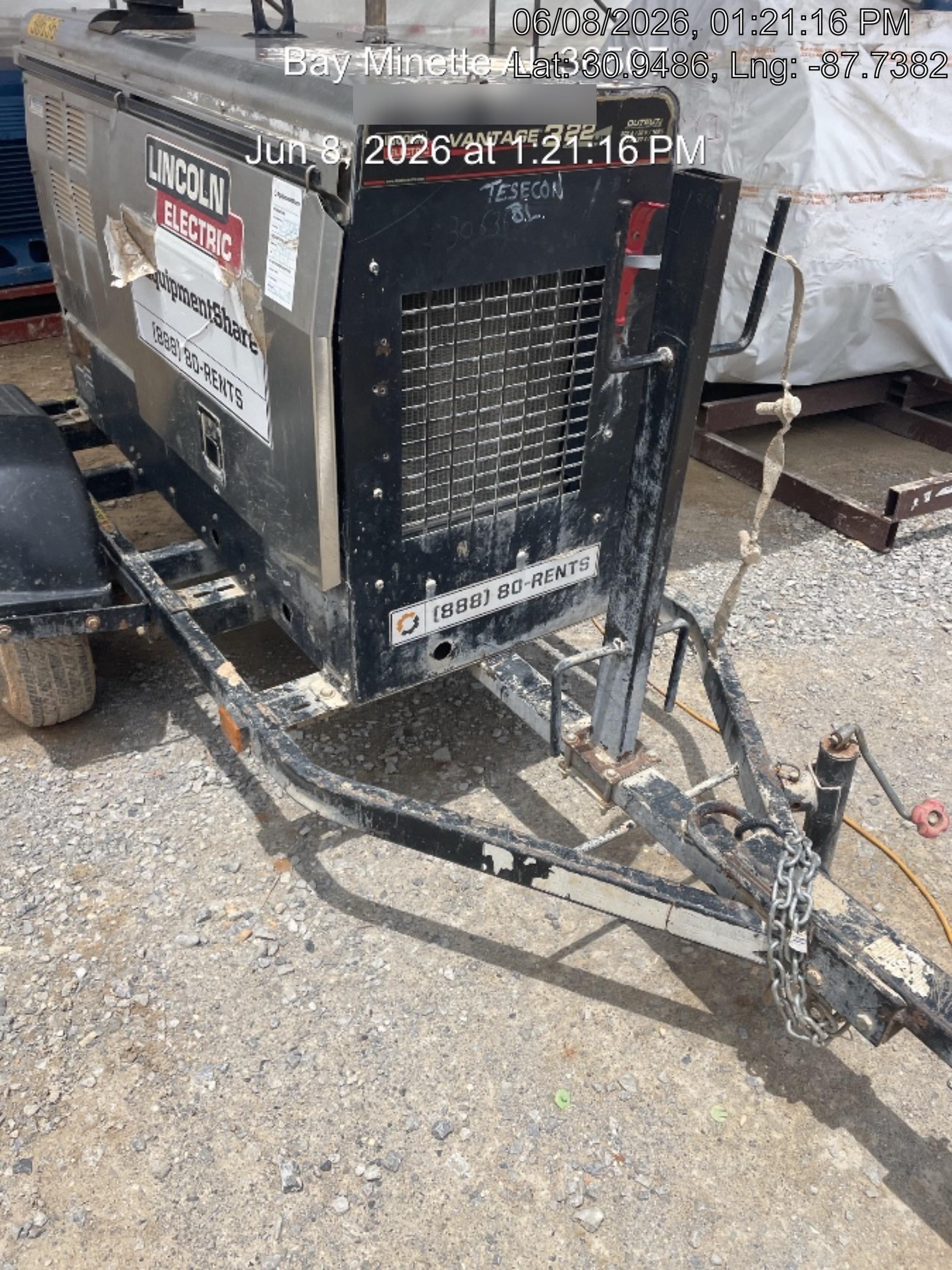 2019 Lincoln Electric Vantage 322 Welder Ready-Pak 3, Two wheel trailer, Fender and Light kit, Cable Rack
