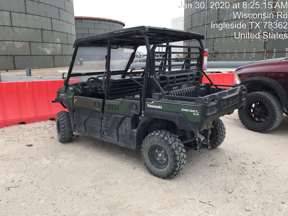 Kawasaki Mule PRO-DXT Kawasaki Mule PRO-DXT Diesel Utility Cart w/Alarm/Beacon, Hard Top, ES Track Hardware