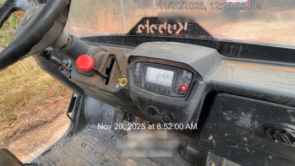 Kubota RTV-X1140W-H 4WD utility cart -LED strobe -Windshield tempered glass -Plastic canopy -Wire harness kit -Backup alarm
