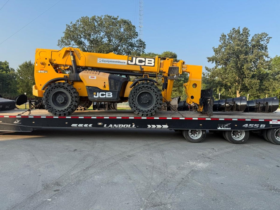 2019 JCB 510-56 74 HP w/CAB/HVAC, Beacon, Worklights, Aux Hydraulics, Solid Tires 72" Carriage/60" Forks
