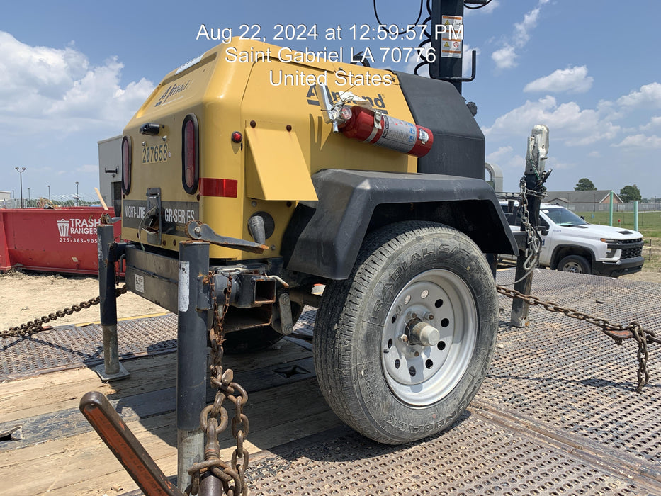 2022 Allmand NLV3GR (4) LED Light Fixture 350W, 23' Vertical Mast, 3kW Prime, Towable, Deep Sea L401, Leveling Jacks, Yanmar T4F 5.8hp