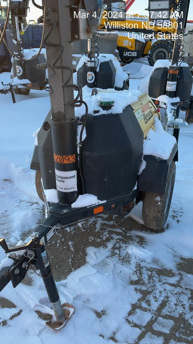 2022 Allmand NLV3GR (4) LED Light Fixture 350W, 23' Vertical Mast, 3kW Prime, Towable, Deep Sea L401, Leveling Jacks, Yanmar T4F 5.8hp