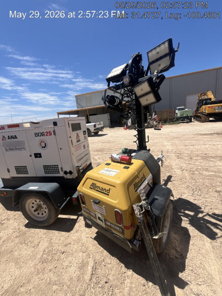2022 Allmand NLV3GR (4) LED Light Fixture 350W, 23' Vertical Mast, 3kW Prime, Towable, Deep Sea L401, Leveling Jacks, Yanmar T4F 5.8hp
