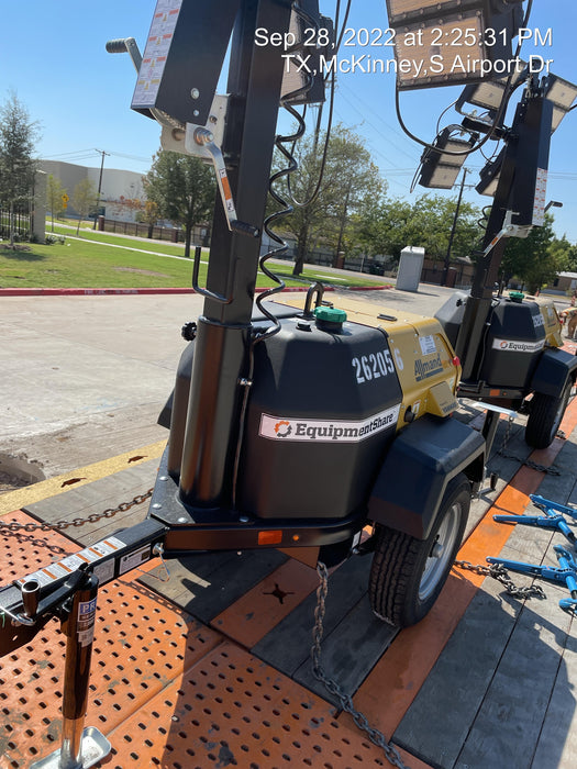 2022 Allmand NLV3GR (4) LED Light Fixture 350W, 23' Vertical Mast, 3kW Prime, Towable, ES Decals, T3