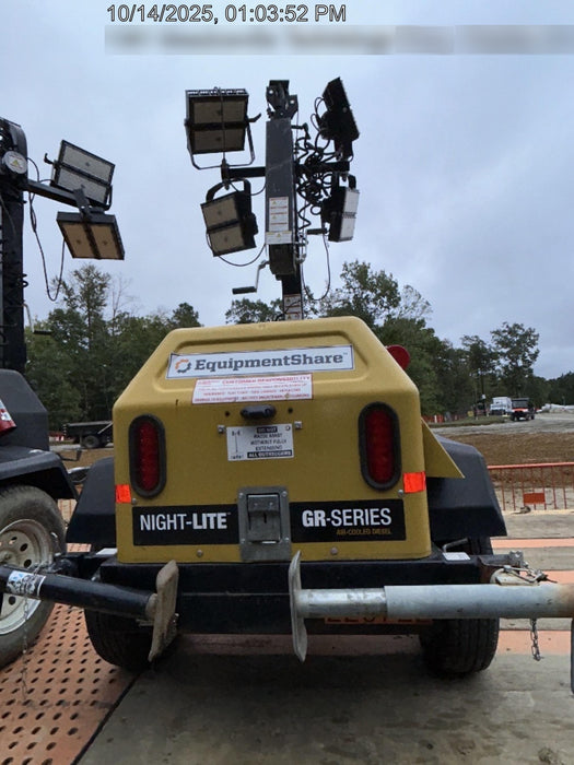 2022 Allmand NLV3GR (4) LED Light Fixture 350W, 23' Vertical Mast, 3kW Prime, Towable, Deep Sea L401, Leveling Jacks, Yanmar T4F 5.8hp