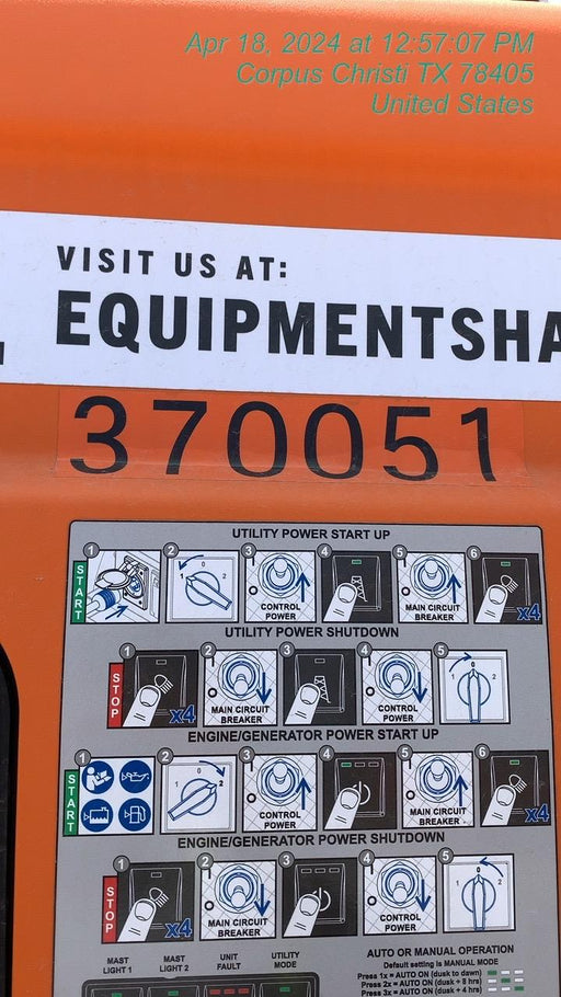 2023 Generac MLT2 Diesel, Flex Switch 120V Input, Powerzone Controller, 
(4) 320W LED Lights, 4kW Generator, 39.9 Gal Fuel Tank, 2" Ball, T3