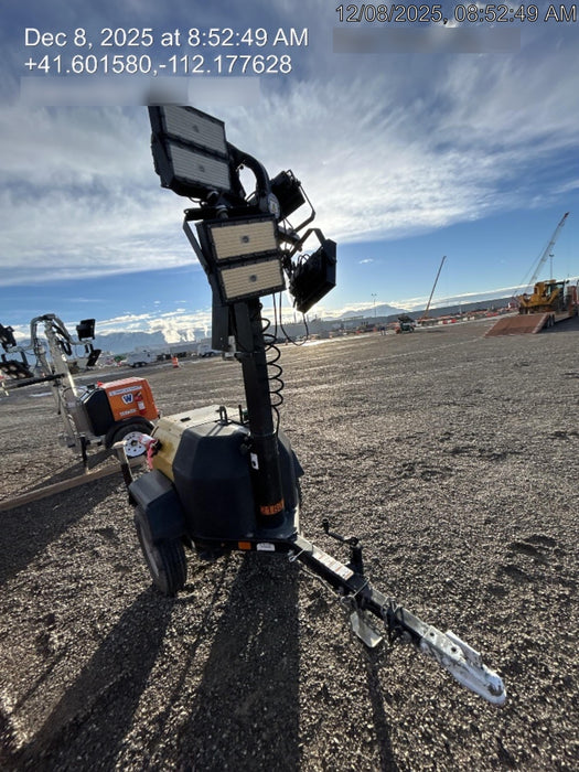 2022 Allmand NLV3GR (4) LED Light Fixture 350W, 23' Vertical Mast, 3kW Prime, Towable, Deep Sea L401, Leveling Jacks, Yanmar T4F 5.8hp