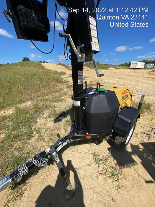 2021 Allmand NLV3GR (4) LED Light Fixture 350W, 23' Vertical Mast, 3kW Prime, Towable, Deep Sea L401, Leveling Jacks, Yanmar T4F 5.8hp