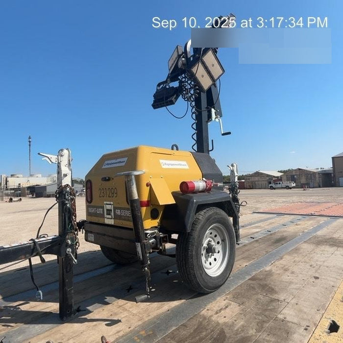 2022 Allmand NLV3GR (4) LED Light Fixture 350W, 23' Vertical Mast, 3kW Prime, Towable, Deep Sea L401, Leveling Jacks, Yanmar T4F 5.8hp