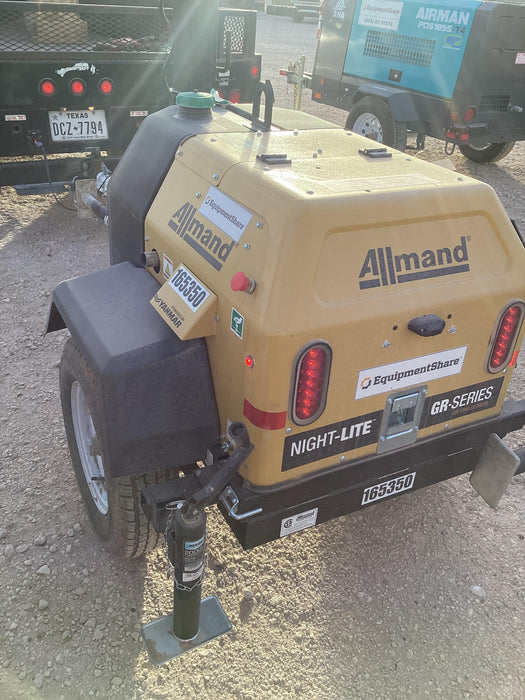 2021 Allmand NLV3GR (4) LED Light Fixture 350W, 23' Vertical Mast, 3kW Prime, Towable, Deep Sea L401, Leveling Jacks, Yanmar T4F 5.8hp