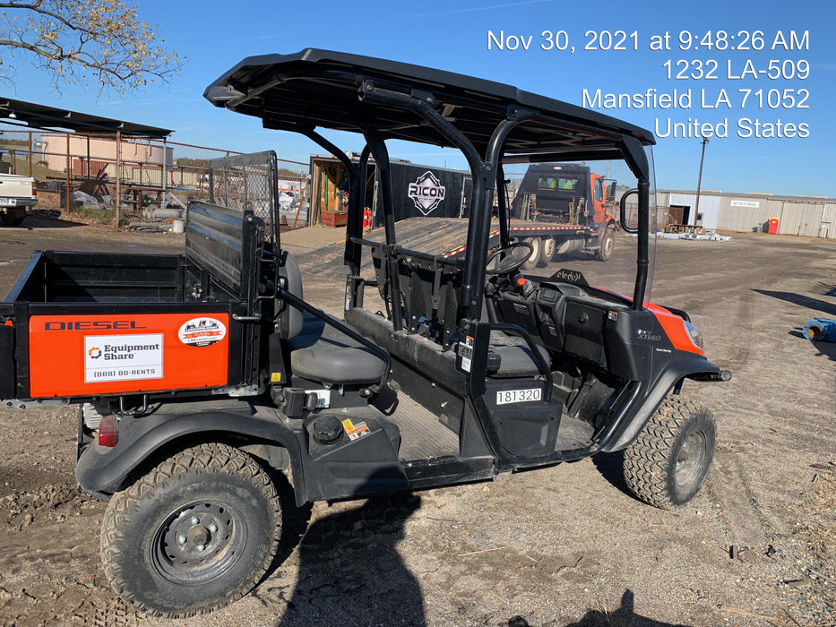 2021 Kubota RTV-X1140W-H Plastic Canopy, Windshield Acrylic Clear, LED Strobe Light, Wire Harness Kit, Back up Alarm