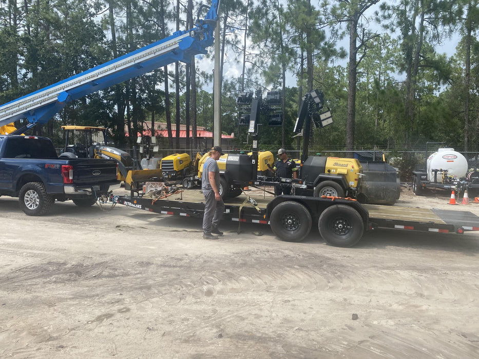 2022 Allmand NLV3GR (4) LED Light Fixture 350W, 23' Vertical Mast, 3kW Prime, Towable, Deep Sea L401, Leveling Jacks, Yanmar T4F 5.8hp