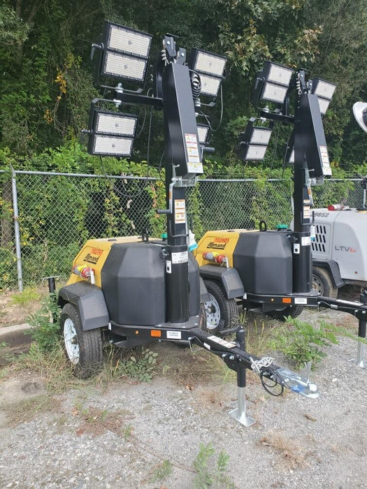 2021 Allmand NLV3GR (4) LED Light Fixture 350W, 23' Vertical Mast, 3kW Prime, Towable, Deep Sea L401, Leveling Jacks, Yanmar T4F 5.8hp