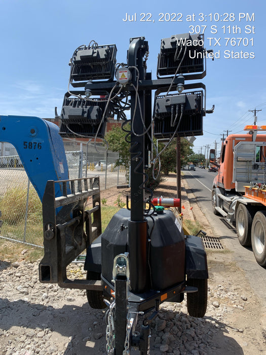 2022 Allmand NLV3GR (4) LED Light Fixture 350W, 23' Vertical Mast, 3kW Prime, Towable, Deep Sea L401, Leveling Jacks, Yanmar T4F 5.8hp