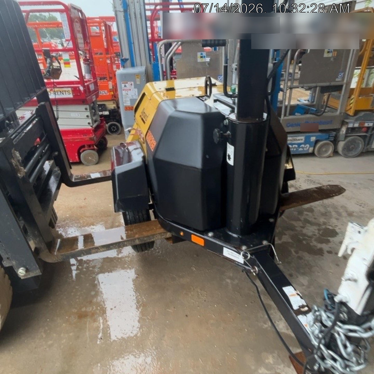 Allmand NLV3GR (4) LED Light Fixture 350W, 23' Vertical Mast, 3kW Prime, Towable, Deep Sea L401, Leveling Jacks, Yanmar T4F 5.8hp