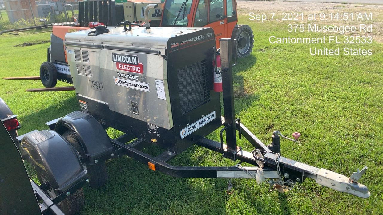 2020 Lincoln Electric Vantage 322 Welder Ready-Pak 3, w/ GPS & Decals (includes trailer, cable rack, fender light kit)
