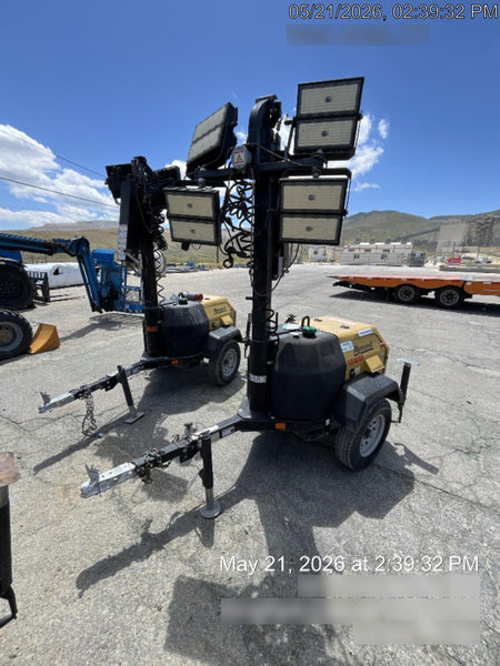 2020 Allmand NLV3GR (4) LED Light Fixture 350W, 23' Vertical Mast, 3kW Prime, Towable, Deep Sea L401, Leveling Jacks, Yanmar T4F 5.8hp